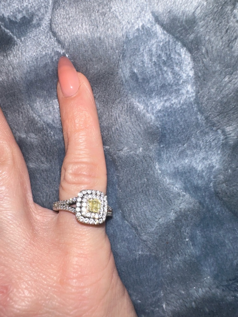Elegant Yellow Diamond Halo Engagement Ring - Women Jewelry